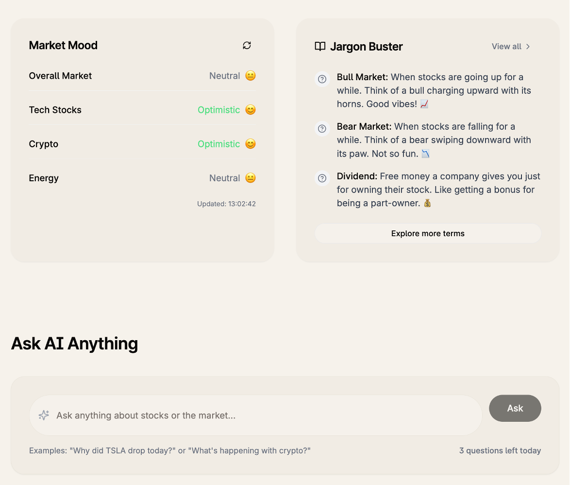 TCKR Dashboard Features